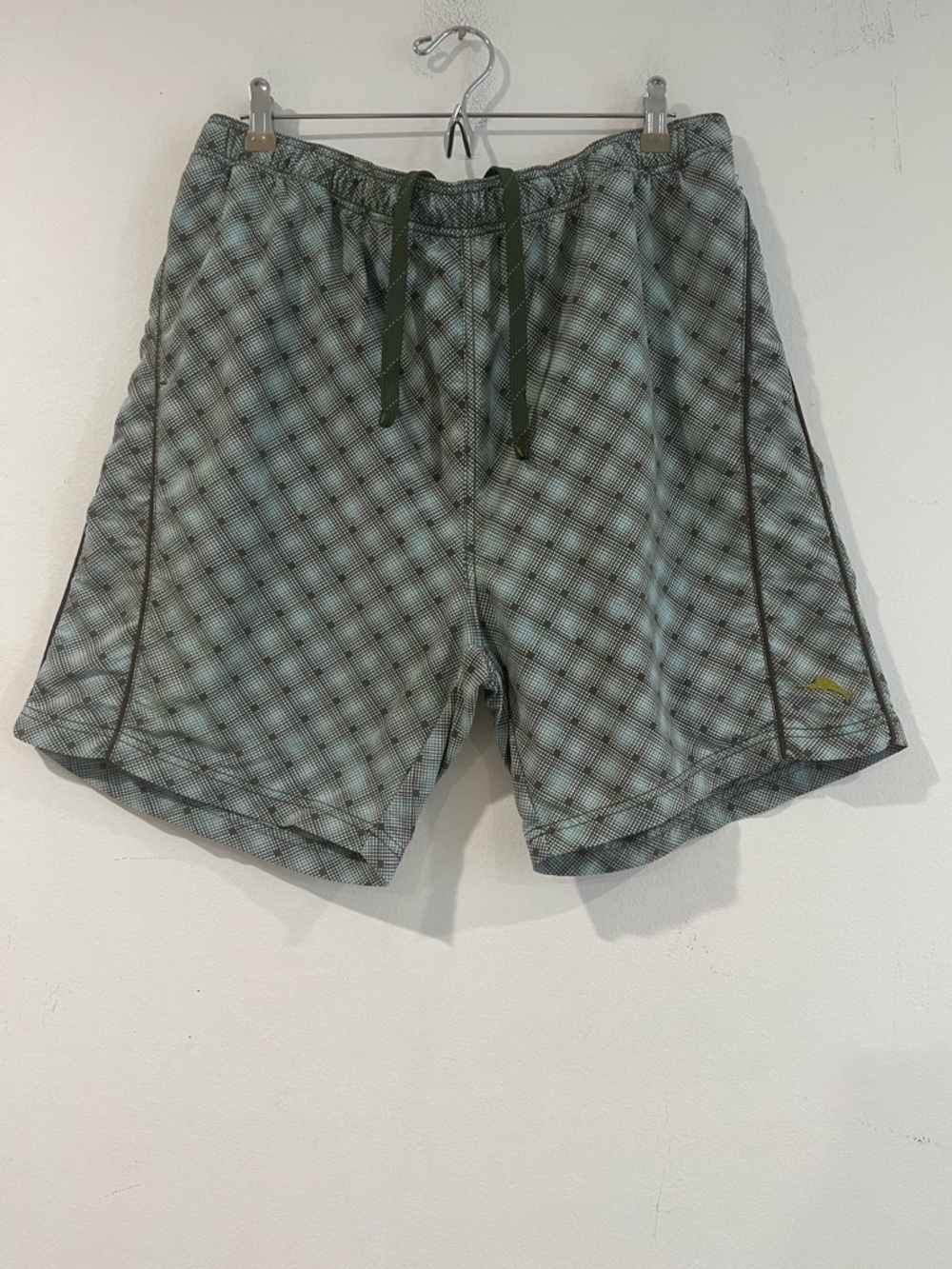 TOMMY BAHAMA Men's Beach/Pool Shorts, Checkered Blue/Grey, Size L